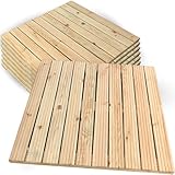 holz4home® Holzfliese Kiefernholz 95x95 cm I Terrassenfliese aus Holz I Terrassendiele Aussen I Rutschfest Geriffelt I Bodenfliese Terrasse Balkon Garten