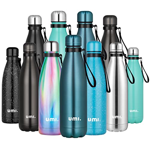 Amazon Brand - Umi Trinkflasche Edelstahl, 500ML Auslaufsicher BPA-Frei Doppelwandig Thermosflasche, 24 Std. Kalt und 12 Std. Heiß, Sport Wasserflasche für Laufen, Fahrrad, und Camping,Mattiertes Blau