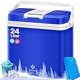 KESSER® 24 Liter Kühlbox | KÜHLT und WÄRMT | Thermo-Elektrische Kühlbox inklusive 2X Kühlakku 12 Volt und 230 Volt | Mini-Kühlschrank | für Auto und Camping | EEK E | Blau