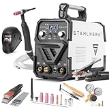 STAHLWERK Schweißgerät 2 in 1 Kombi Vollausstattung DC WIG 200 ST IGBT - WIG MMA, 200 Ampere, HF-Zündung, Hotstart, Anti-Stick, für Stahl, Edelstahl, Kupfer, Messing, kein Aluminium