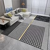 RUGMRZ Teppich XXL Zimmer deko Graue geometrische Muster Linie Dekoration rechteckige Sofa Zubehör Nicht verblassen Wohnzimmer 160X230CM