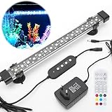 Submersible Aquarium LED Beleuchtung, 24/7 Mode Aquarium Lampe mit Einstellbare Timer, Aquarium licht Full Spectrum LED mit 9 Farben und 10 Einstellbare Helligkeit, Automatischer Aquarium Lamp 30CM