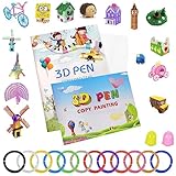 2PCS 3d Stift Vorlagen Zubehör Schablonen 3D-Druck-Zeichenbuch, Wiederverwendbare Bunte dickes Papier Vorlage，Mit 12 Farben PLA,2 Fingerkörbchen 3D-Stift Kinder DIY Geschenk