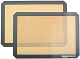 Amazon Basics Rechteckig Backmatte, Silikon, 2 Stück, 29.54 x 41.91 cm, Beige/Grau