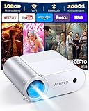 Antmap Mini Beamer Bluetooth, Kleiner Beamer für Handy, 1080P Unterstützung Projektor iPhone/Android, Filmprojektor Home/Outdoor Kompatibel mit Smartphone/TYP C Kabel/HDMI/USB/Fire Stick/PS5