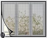 Fliegengitter, Insektenschutzfenster, einfach anzubringen und zu entfernen, für Balkonfenster, Kellerfenster, Terrassenfenster und alle Fenster 95x125cm, schwarz