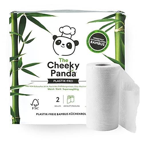 The Cheeky Panda - Küchenrolle aus Bambus - 2x 200 Blatt - Super saugstark & reißfest - Nachhaltige & umweltfreundliche Küchentücher - FSC-zertifiziert - 100% biologisch abbaubar & plastikfrei