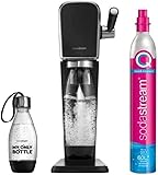 Sodastream Art Schwarz, Wassersprudler für die Umwandlung von Wasser in Spritzwasser, inklusive Co2 Zylinder, 1 Liter Flasche, 1 Flasche à 0,5 l ‎18,4 x 29,7 x 44,4 cm