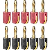 Cleqee 4mm Bananenstecker Hochstrom-Schnellanschluss vergoldet 10 Stück Bananenstecker 32A Rot&Schwarz