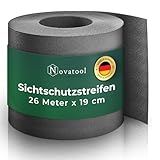 Novatool Premium PP 26m Rolle Sichtschutzstreifen für Doppelstabmattenzaun Anthrazit für 10 Reihen, 1,1 mm extra stabil UV-Beständigkeit Metallzaun Sichtschutzstreifen Zaunelemente Sichtschutz Zaun