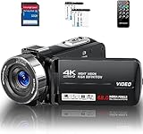 Videokamera 4K Camcorder HD 48MP IR-Nachtsicht Vlogging Kamera für YouTube, Webcam Kamera mit 18X Digitalzoom, 3’’ Touchscreen 30FPS Video Camera mit 32GB SD-Karte, Fernbedienung, und 2 Batterien