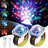 2 Stück Disco Ball Licht, Mini Discokugel Licht, Mini Discolicht Partylicht, Discokugel Partylicht, 5 Modi Klein Discokugel Armband Wiederaufladbares, Tragbare Discokugel für Party Auto Tanzen DJ Club