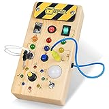 Montessori Busy Board Activity Board ab 1 Jahr Montessori Holzspielzeug mit 8 LEDLichtschalterspielzeug Sensorisches Lernspielzeug für Babys und Kleinkinder ab 1 2 3 4 Jahre