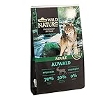 Dehner Wild Nature Hundetrockenfutter Auwald | getreidefreies Hundefutter mit Wildfleisch | Trockenfutter für ausgewachsene sensible Hunde | hoher Fleischgehalt | 4 kg