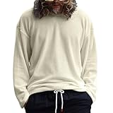 T-Shirt Herren Casual Klassisch Trend Longsleeve T-Shirt Herren Täglicher Verschleiß All-Match Longsleeve Tops Herren Slim Fit Komfortabel Mode Basic T-Shirt Herren C-Khaki S