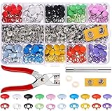 Alritz Druckknöpfe mit Zange - Druckknöpfe Set Metall Ring Button Druckknöpfe Ohne Nähen für Baby Kinderbekleidung, Taschen, Handgemaakt, Sewing Craft 9,5 mm, 10 Farben (240 Sets)