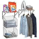 Wäscheraumregale mit Drahtkörben, über der Waschmaschine und Trockner, Wandmontage, Wäscheständer, Drahtregale, Körbe für Wäscheschrank, Organisation und Aufbewahrung, Schwarz, 2 Stück