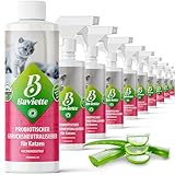 Baviette Porentiefer Geruchsneutralisierer gegen Katzenurin, Ammoniak, Katzentoiletten, wie Markierverhalten, Geruchskiller gegen Uringerüche und Erbrochenes, Möbel, Auto (Konzentrat 1Liter)