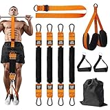 Klimmzughilfe Bänder Set, Klimmzugstange Pull Up Band mit 4 Verstellbar Resistance Bands und 2 Fußstützen, Klimmzugstange Türrahmen Resistance Bands