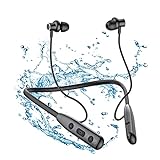 SOPPY Bluetooth 5.3 Kopfhörer Sport in Ear, Kabellose Sportkopfhörer Magnetisches Ohrhörer Nackenbügel Kopfhörer mit Mikrofon/IPX6 Wasserdicht/30 Std. Spielzeit/Geräuschreduzierung, Schwarz
