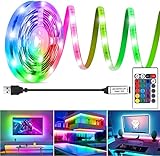 HOUHUI LED Streifen 2m,RGB LED Strip für 40-60 Zoll TV, LED Hintergrundbeleuchtung,Farbwechselnde USB Streifen, Wasserdicht IP65,LED Licht für TV, PC, Monitor, Spiegel, Schrank, Schreibtisch