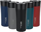 720°DGREE Thermobecher 350ml “PleasureToGo 2.0” - 3 Größen, 5h Heiß, 10h Kalt, Auslaufsicher, BPA-Frei, Hygienisch, 360° Trinköffnung - Schlanker Travel Mug, Thermo Becher To Go - Schwarz