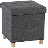 Zedelmaier Sitzhocker mit Stauraum, Hocker mit Holzfüßen,Aufbewahrungsbox mit Deckel,Fußhocker, bis 300 kg belastbar, für Eingang, Wohnzimmer, Schlafzimmer (Dunkelgrau)