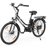 VARUN E Bike 26 Zoll, City E-Bike Damen Herren mit 55NM 250W Motor, 48V 7.8AH Herausnehmbarem Li-Ion Akku, Elektrofahrrad mit LCD Display, 3 Fahrmodi, City E-Fahrrad mit bis zu 80KM