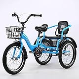 Dreirad für Erwachsene, 16-Zoll-Trike-Fahrrad, 3-Rad-Fahrrad mit Einkaufskorb zum Einkaufen, mit Installationswerkzeug, dreirädriges Fahrrad für Männer und Frauen, Picknick, Radfahren, Tr