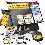 Solakon 880W Balkonkraftwerk mit Halterung (Balkon) - Balkonkraftwerk 800W komplett Steckdose - 800 Watt Wechselrichter - Solaranlage Komplettset - 440W bifaziale Solarmodule inkl. Zubehör - 5m Kabel