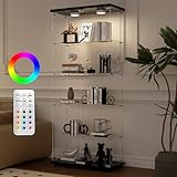 Aplancee Glasvitrine Standvitrine in Schwarz mit LED, 188.8 * 36.3 * 80.7cm Vitrinenschrank mit 5 Glasböden & 2 Türen aus gehärtetem Glas, Vitrine für Wohnzimmer Büro Sammlerstücke Bücher Wein