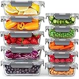 Aufbewahrungsbox Glas Lebensmittel - [10er Pack] Lunchboxen für Gesunde Mahlzeiten mit Luftdichten Deckeln - Luftdichte Vorratsdosen, Brotdosen BPA-frei Auslaufsicher (10 Deckel & 10 Behälter)