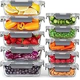 Aufbewahrungsbox Glas Lebensmittel - [10er Pack] Lunchboxen für Gesunde Mahlzeiten mit Luftdichten Deckeln - Luftdichte Vorratsdosen, Brotdosen BPA-frei Auslaufsicher (10 Deckel & 10 Behälter)