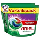 Ariel Allin1 PODS, Flüssigwaschmittel-Kapseln Color+ 100 Waschladungen, Ausgezeichnete Fleckentfernung Beim 1. Waschen