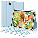 SENGBIRCH Tastaturhülle für iPad Pro 12,9 Zoll (6./5./4./3), Gen, AZERTY, Französische Tastatur mit Hintergrundbeleuchtung, 7 Farben, abnehmbar, kabellos, Bluetooth, Schutzhülle für iPad Air 13 Zoll