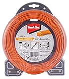 Makita E-01806 Mähfaden Four-Leaf 2,4 mm x 30 m, Trimmerfaden, Nylon, orange, geräuschreduziert, erhöhte Laufzeit, speziell für Akku-Rasentrimmer und Akku-Freischneider