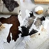 QJBSAVVA Teppich aus echtem Rindsleder Schwarz und Weiß 180x220 cm Naturbelassenes Kuhfell für Wohnzimmer Schlafzimmer und Büro Langlebig & Pflegeleicht