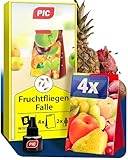 PIC Fruchtfliegenfalle für Küche - Obstfliegenfalle mit 2 Lockstoffbehältern und 4 Leimfallen – Fliegenfalle Innenbereich