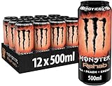 Monster Energy Rehab Peach - koffeinhaltiger Energy-Eistee mit Pfirsich-Geschmack - Energy Drink ohne Kohlensäure - in praktischen Einweg Dosen (12 x 500 ml)