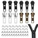 Reißverschluss Reparaturset, 52 Stück Reissverschluss Reparatur Set, #5 Ersatz Reißverschluss Zipper, Schieber Reißverschluss für Jacken, Jeans, Mantel, Taschen, Zelte