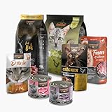 LEONARDO Katzenfutter Kennenlernpaket, 2 Sorten Trockenfutter und 5 Sorten Nassfutter für Katzen, ohne Zusatzstoffe, für alle Rassen, Made in Germany