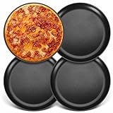 Herogo Pizzablech 4er Set, ∅ 26 cm Edelstahl pizzaform mit Antihaftbeschichtung, Schwarz Rund Backblech Ofenblech für Backen & Servieren, Gesund & Langlebig, Gleichmäßige Hitze & Leichte Reinigung