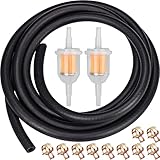 Hochwertiges 1/4' Benzinschlauch Kit - 2 Meter Ø 6mm Kraftstoffleitung + 2 Stück 6mm/8mm Benzinfilter +10 Stück Schlauchschellen für Auto Motorrad Roller - Verbessern Sie die Leistung Ihres Motors!