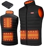 Techstuph Beheizbare Weste für Herren Damen, Heizweste mit 10000 mAh Akku und 5 Heizzonen, Beheizbare Jacke für Skifahren und Jagen