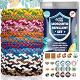 Mückenschutz Armband Set - 12 Stück Mückenarmband + 60 Stück Mückenpflaster, Anti Mücken Sticker für Kinder Erwachsene Camping Zubehör, Reise Travel Gadgets, Urlaub Klassenfahrt Summer Must Haves