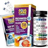 Aqua Care Pro Wassertest Aquarium - 116 Stück - 6 in 1 Aquarium Teststreifen auf pH, Nitrit, Nitrat, Chlor, Härte & Carbonate