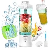 Mixer Smoothie Maker To Go, Mini Standmixer Tragbar mit 6-Klingen Edelstahl, Enstafter mit Reisedeckel, USB Portable Blender Elektrisch 600ml Bottle, Mixer Shaker Slushy Maker Wasserdichter