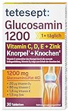 tetesept Glucosamin 1200 - Ergänzungspräparat mit Glucosamin und hochdosiertem Vitamin D3 & C - für gesunde Knochen und Knorpel - 1 x 30 Tabletten (Nahrungsergänzungsmittel)