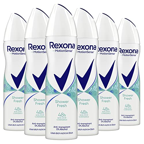 Rexona MotionSense Deo Spray Shower Fresh Anti-Transpirant mit 48 Stunden Schutz gegen Körpergeruch und Achselnässe 150 ml 6 Stück