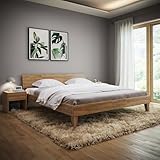 skølm Asgard Massivholzbett 180x200 cm - hochwertiges Holzbett aus Eiche – Bettgestell in Natur geölt - Bettrahmen 180x200 cm geeignet als Doppelbett - Futonbett